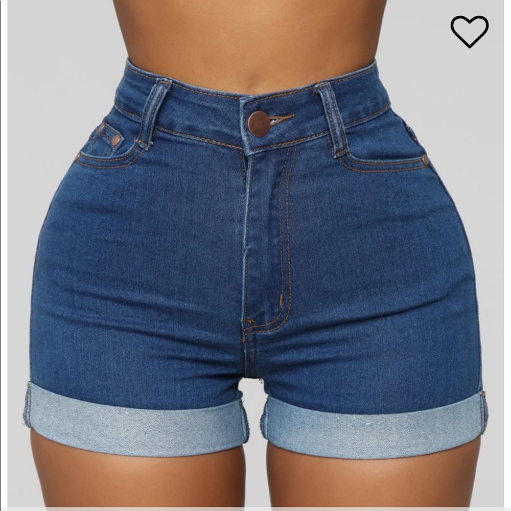 High-Rise Denim Cuffed Shorts